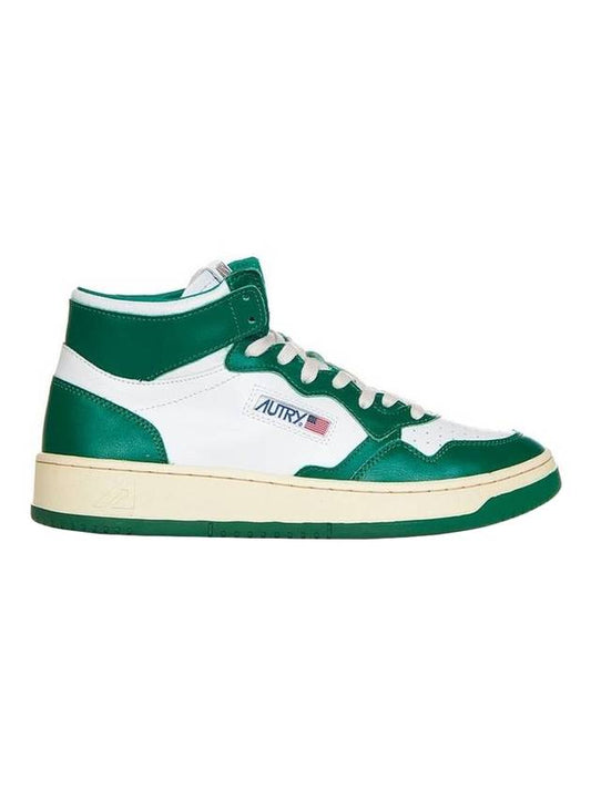 Medalist Leather High-Top Sneakers White Green - AUTRY - BALAAN 1