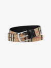 Men's Vintage Check Leather Belt Beige - BURBERRY - BALAAN 4