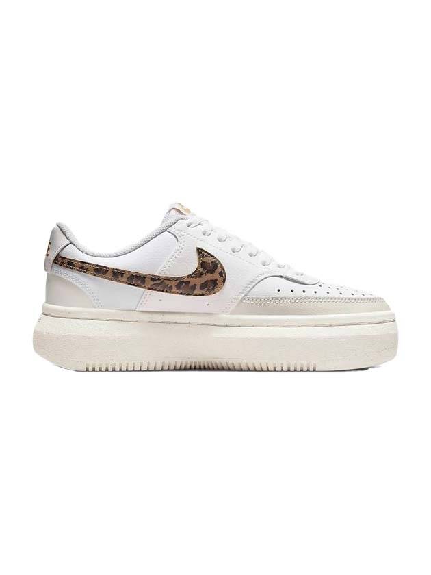 Court Vision Alta Leopard Swoosh Leather Low Top Sneakers White - NIKE - BALAAN 1