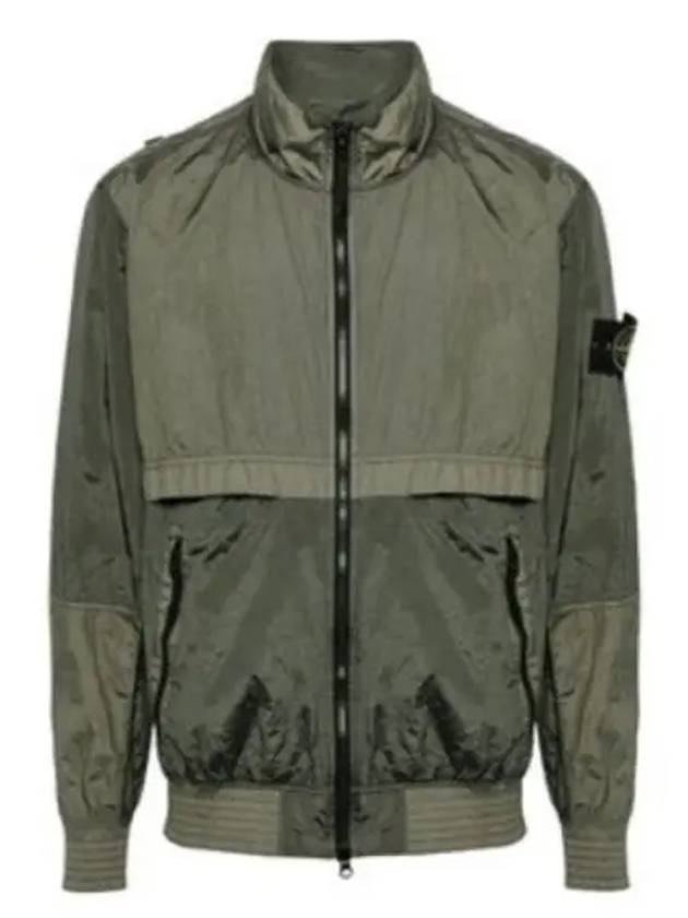 Logo Patch Recycled Nylon Track Jacket Musk Green - STONE ISLAND - BALAAN 2