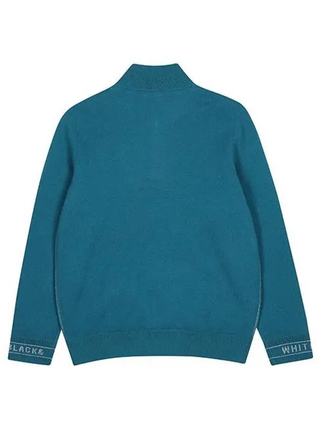 Men s modified tissue half zip up sweater 2314GXKW BLUE GREEN - BLACK&WHITE - BALAAN 2