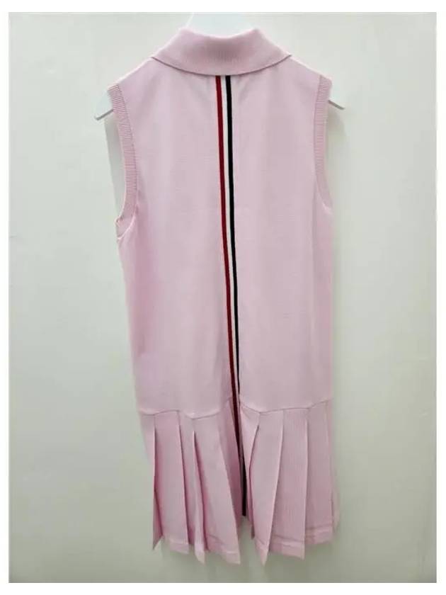 Women's Striped Dropback Pleated Tennis Dress Pink - THOM BROWNE - BALAAN.