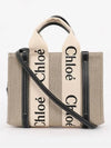 Woody Small Canvas Tote Bag Navy Beige - CHLOE - BALAAN 3