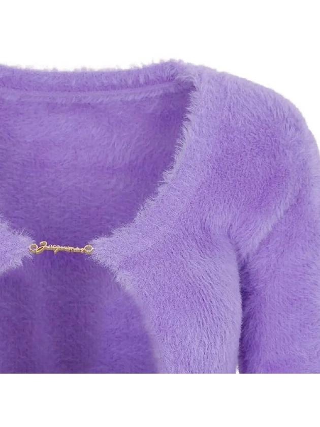 La Maille Neve Manches Longues Fluffy Charm Logo Cardigan Purple - JACQUEMUS - BALAAN 5