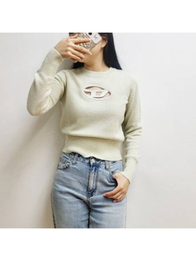 M-Areesa Jumper Embroidered Cut-Out Logo Knit Top Ivory - DIESEL - BALAAN 2