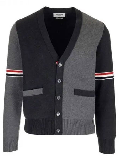 Funmix Cotton ArmBand V-Neck Cardigan Tonal Grey - THOM BROWNE - BALAAN 1