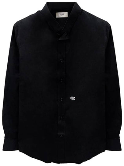 Triomphe Embroidered Inverted Collar Long Sleeve Shirt Black - CELINE - BALAAN 2