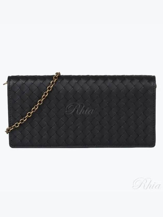 Leather Intrecciato Chain Shoulder Bag Black - BOTTEGA VENETA - BALAAN 2