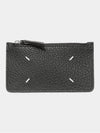 Pebble Leather Stitch Logo Zipper Card Wallet Black - MAISON MARGIELA - BALAAN 4