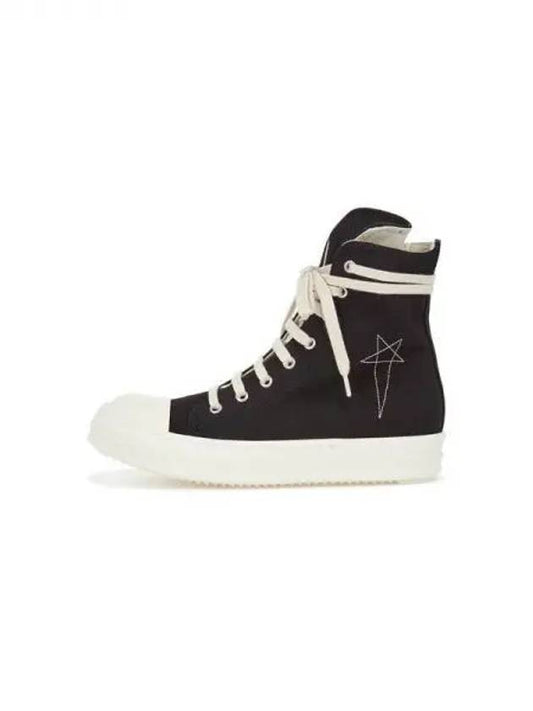 WOMEN DRKSHDW Canvas Zipper High Top Sneakers Black 271224 - RICK OWENS - BALAAN 1