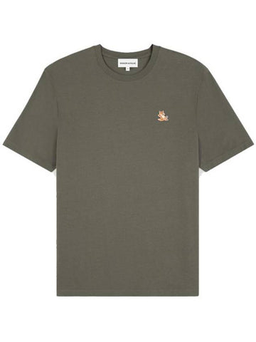 Chillax Fox Patch Regular Short Sleeve T-Shirt Khaki - MAISON KITSUNE - BALAAN 1