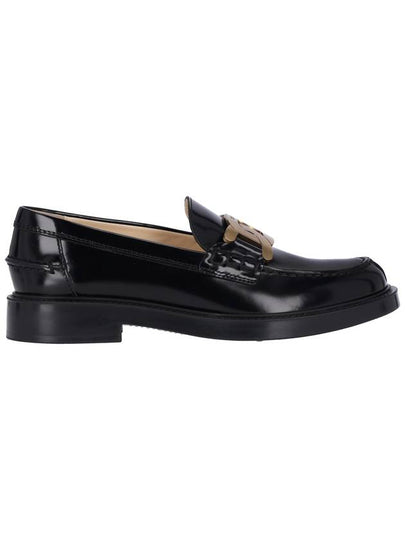 Brushed Leather Chain Loafers Black - TOD'S - BALAAN 2