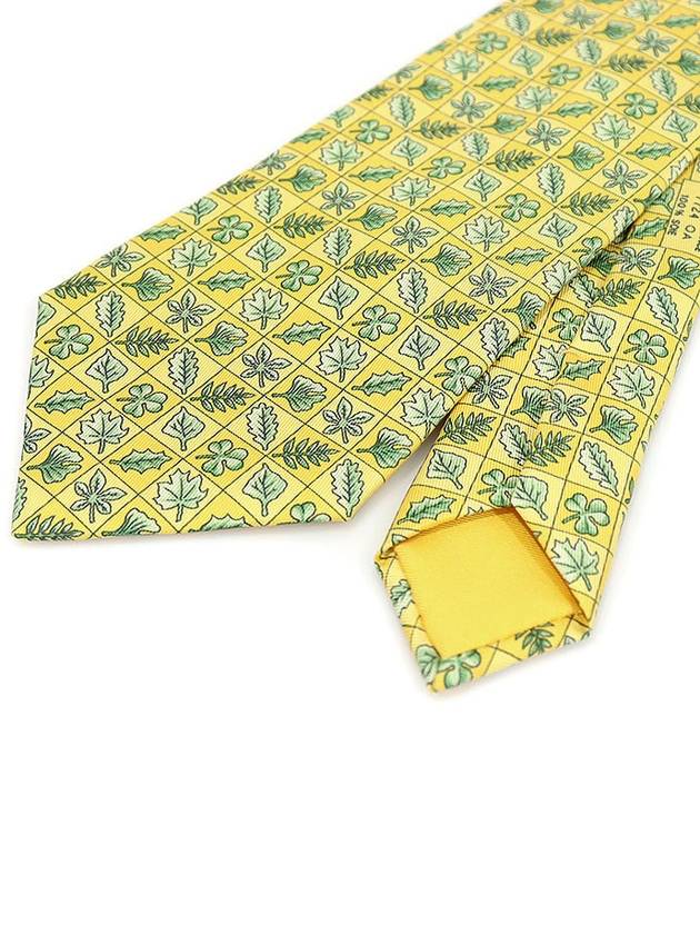 7724 OA 100 silk yellow leaf pattern tie - HERMES - BALAAN 4