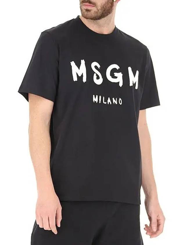 Milano Brushed Logo Print Short Sleeve T-Shirt Black - MSGM - BALAAN 3