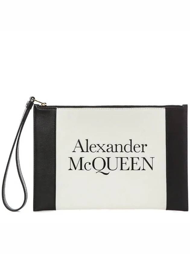 Signature Logo Strap Clutch Bag Ivory - ALEXANDER MCQUEEN - BALAAN.