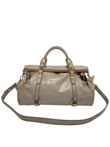 Women s RT0365 Vitello Lux Light Gray Tote Bag Shoulder Strap - MIU MIU - BALAAN 1