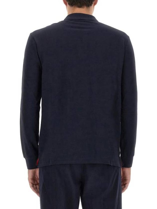 Zebra Patch Long Sleeve Polo Shirt Navy - PAUL SMITH - BALAAN 2