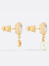 Petit CD Earrings Gold Finish Metal White Resin Pearl Silver Tone Crystal E3574WOMCY D03S - DIOR - BALAAN 3