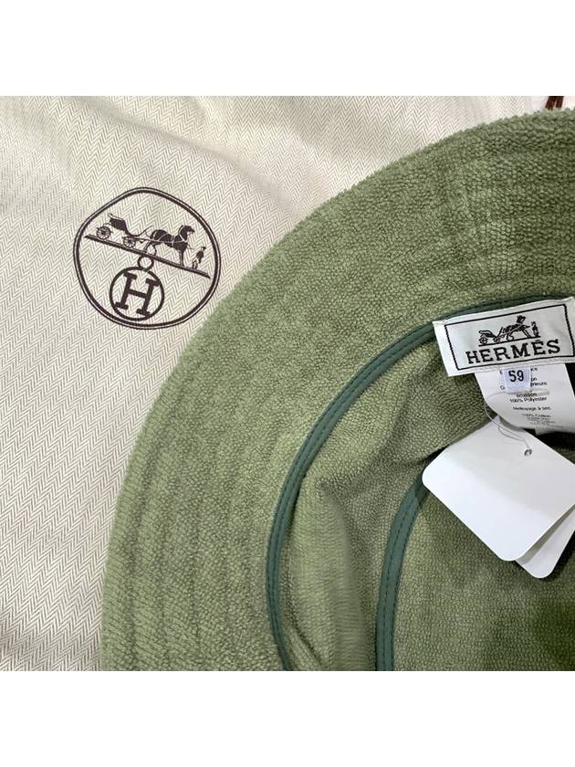 Hat Woven Patch Plain Bucket Hat Khaki Green - HERMES - BALAAN 6