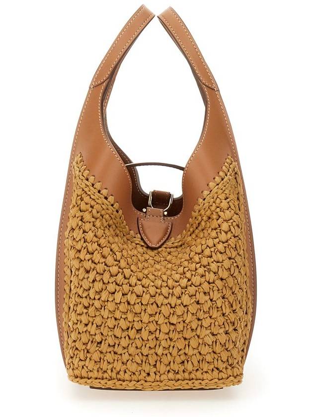 T Timeless Raffia Leather Shopping Tote Bag Brown - TOD'S - BALAAN 5