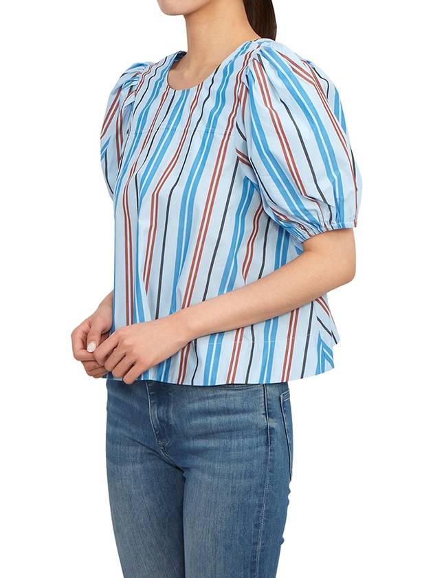 Striped Print Organic Cotton Blouse - GANNI - BALAAN 6