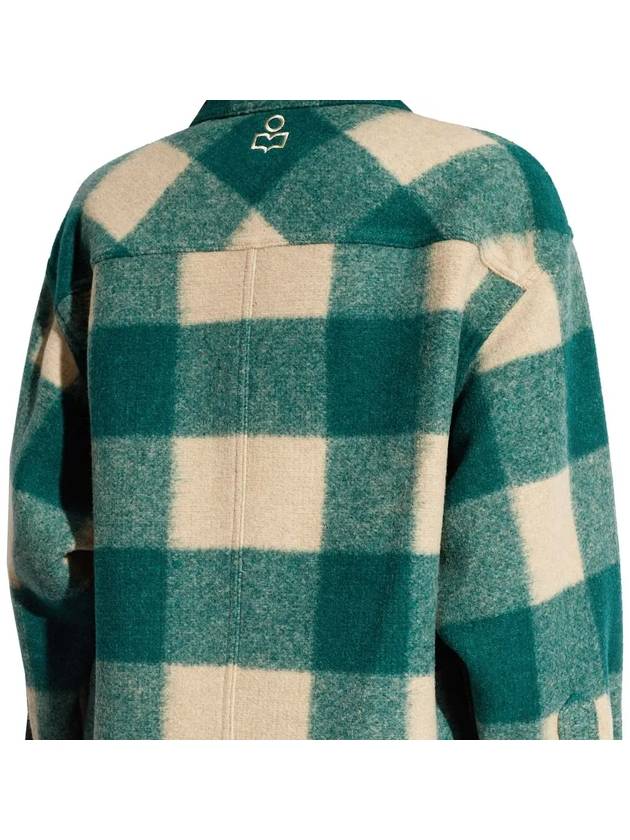 24SS HARVELI Check Wool Coat Green MA0020FA B1D05E 60GR - ISABEL MARANT - BALAAN 3