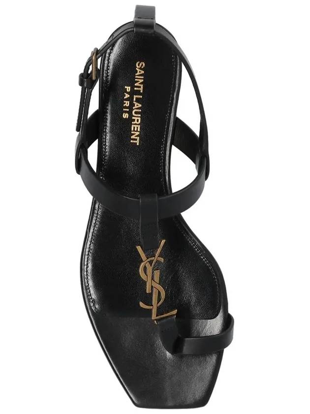 gold Cassandra flat sandals black - SAINT LAURENT - BALAAN.