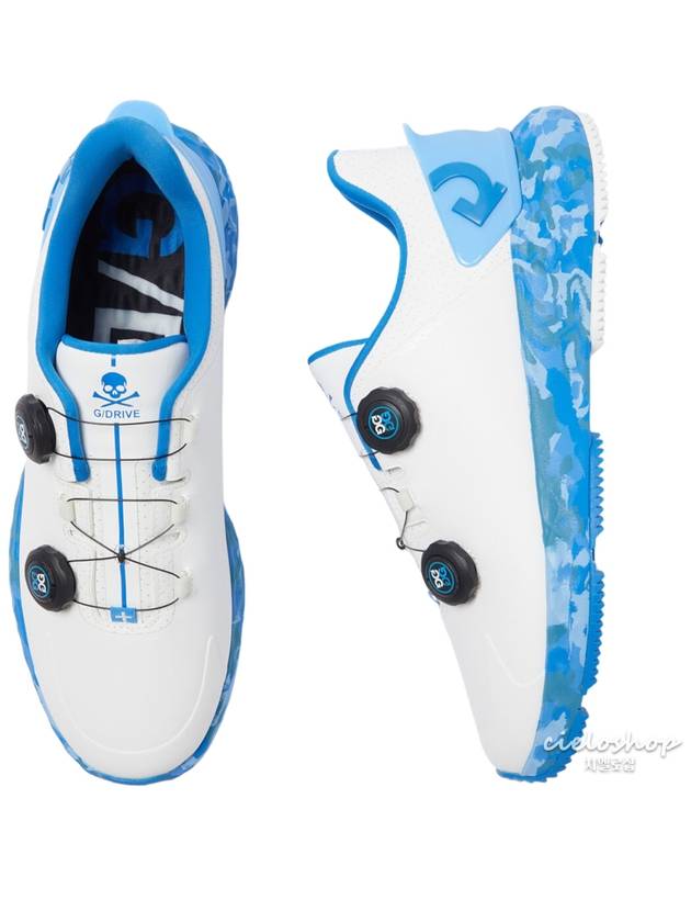 Men's G Drive Perforated TPU Camo Spikeless White Blue - G/FORE - BALAAN 2