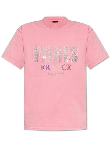 Balenciaga T-shirt With Logo, Women's, Pink - BALENCIAGA - BALAAN 1