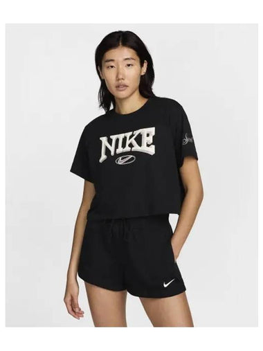 Sportswear loose short sleeve crop t shirt W black FZ2856 010 - NIKE - BALAAN 1