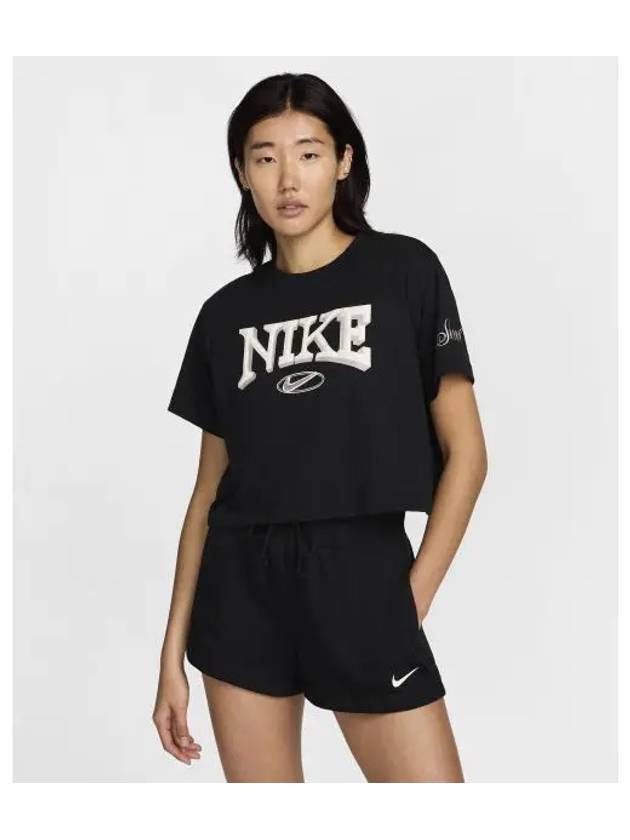 Sportswear Loose Crop Short Sleeve T-Shirt Black - NIKE - BALAAN 2