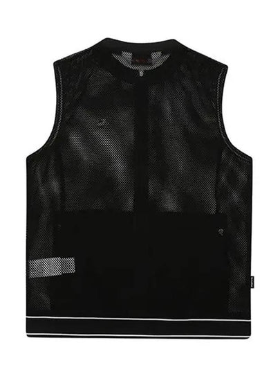 Shoulder shirring point full open mesh vest 9843LZVPBLACK - BLACK&WHITE - BALAAN 2