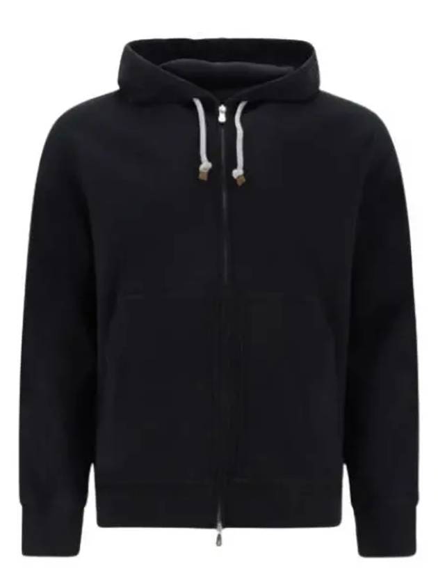 Tech Cotton Zip-Up Hoodie Black - BRUNELLO CUCINELLI - BALAAN 2