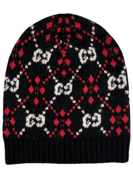 Black GG Diamond Beanie 547501 - GUCCI - BALAAN 2