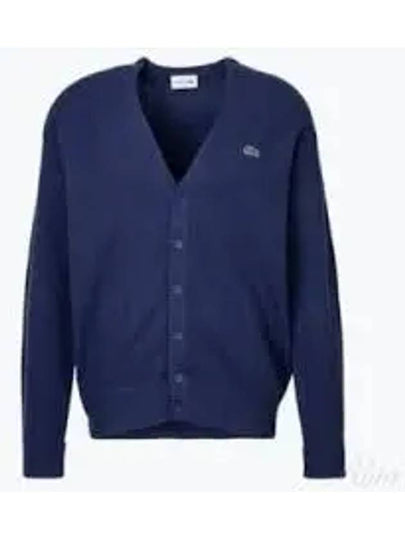 Relaxed Fit Button Wool Cardigan Navy - LACOSTE - BALAAN 2