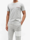 Men's Medium Weight Jersey Tipped Pocket Crewneck Short Sleeve T-Shirt Light Grey - THOM BROWNE - BALAAN 3