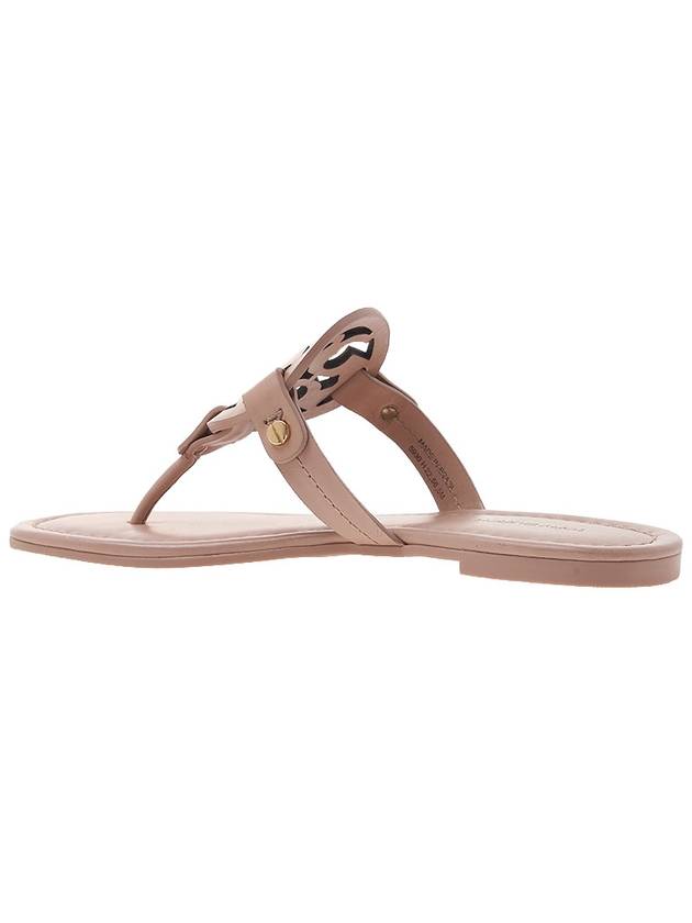 Miller Logo Leather Flip Flops Beige - TORY BURCH - BALAAN.