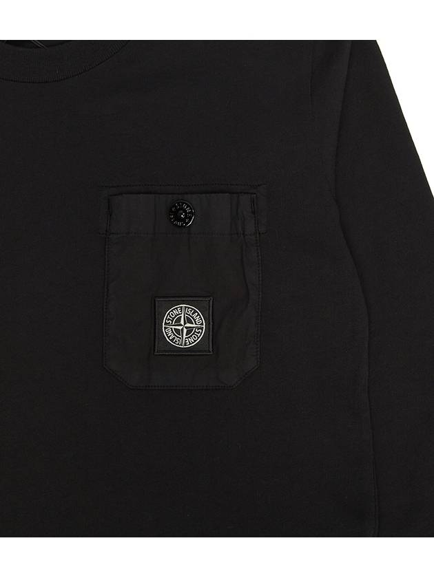 Kids Logo Patch Pocket Long Sleeve T-Shirt Black - STONE ISLAND - BALAAN 5