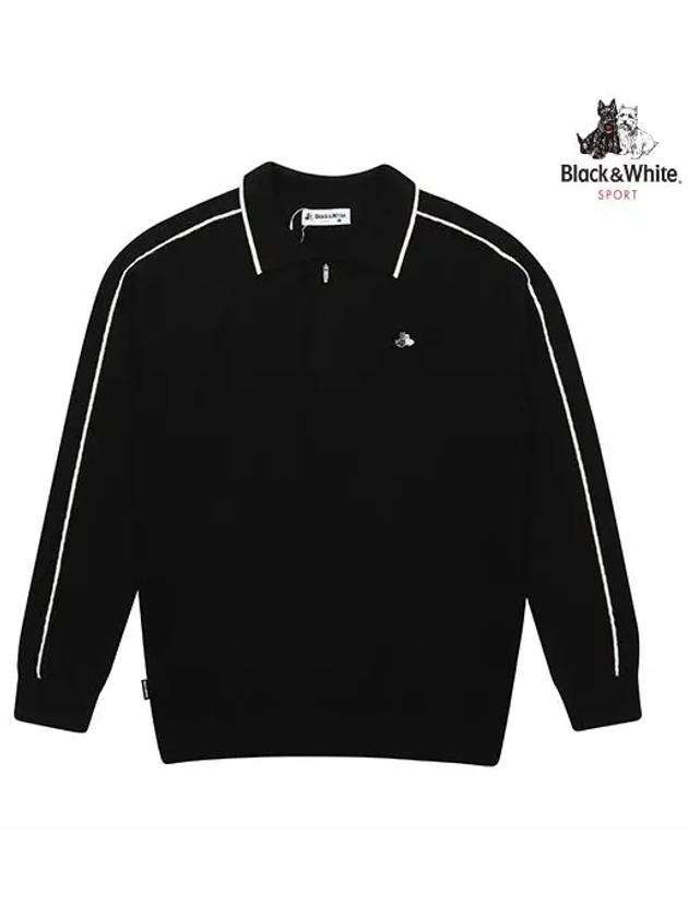 color combination half zip-up sweater 2203GXKWBLACK - BLACK&WHITE - BALAAN 1