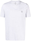 Embroided Logo Crewneck Cotton Short Sleeve T-Shirt Grey - BRUNELLO CUCINELLI - BALAAN 1