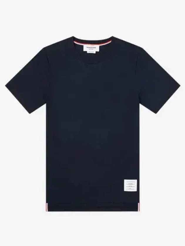 Men's Side Slit Relaxed Short Sleeve T-Shirt Navy - THOM BROWNE - BALAAN 3