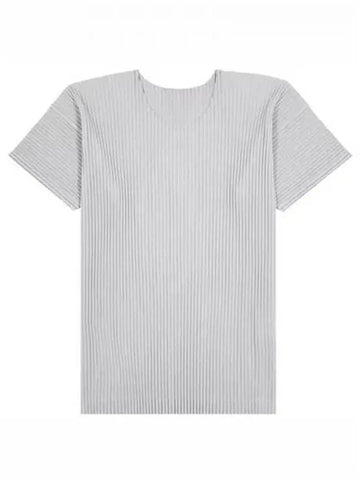 Homme Pliss Short Sleeve T Shirt Light Gray Men s 270396 - ISSEY MIYAKE - BALAAN 1