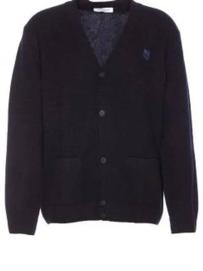 Bold Fox Head Patch Regular Lambswool Cardigan Navy - MAISON KITSUNE - BALAAN 2