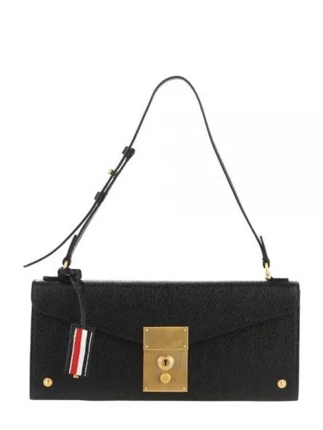 Women’s Baguette Pebble Grain Leather Shoulder Bag Black - THOM BROWNE - BALAAN 2