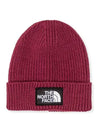 TNF Logo Box Cuffed Beanie Purple - THE NORTH FACE - BALAAN 3