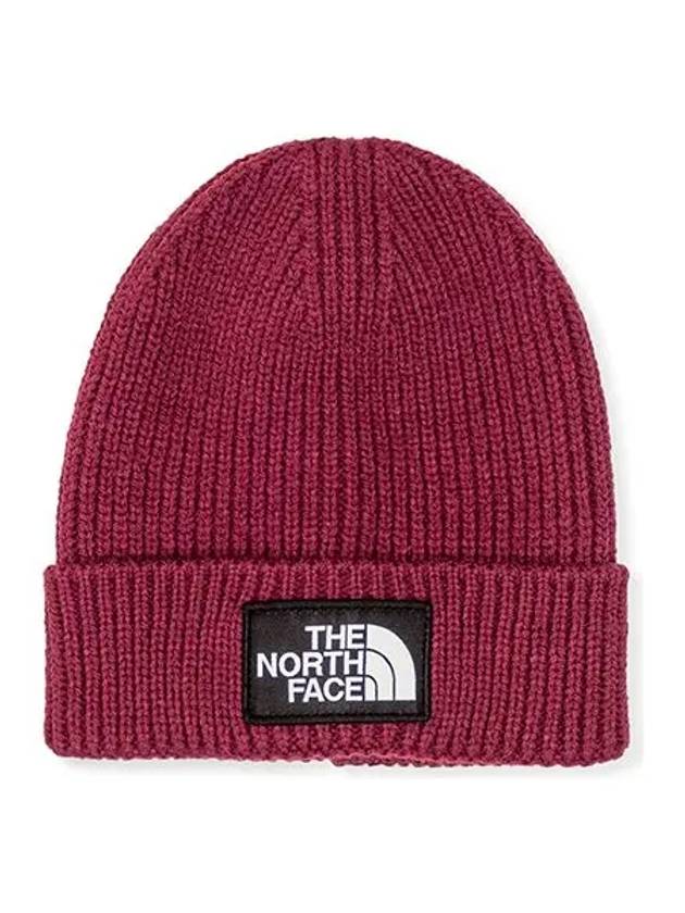 TNF Logo Box Cuffed Beanie Purple - THE NORTH FACE - BALAAN 3