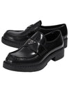 Chocolate Brushed Leather Loafers Black - PRADA - BALAAN 2