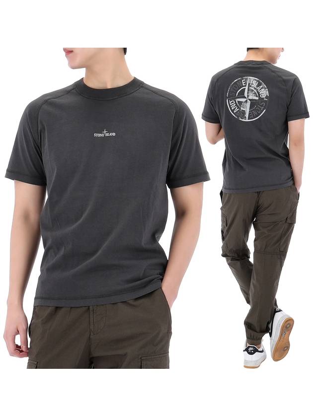 Logo Cotton Short Sleeve T-Shirt Charcoal Grey - STONE ISLAND - BALAAN 2