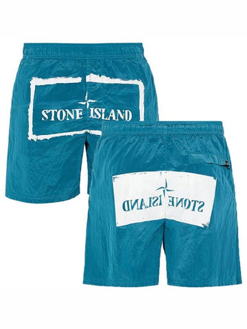 21SS 7415B0992 V0042 Box Logo Swim Pants Sky Blue Men’s Pants TLS - STONE ISLAND - BALAAN 1