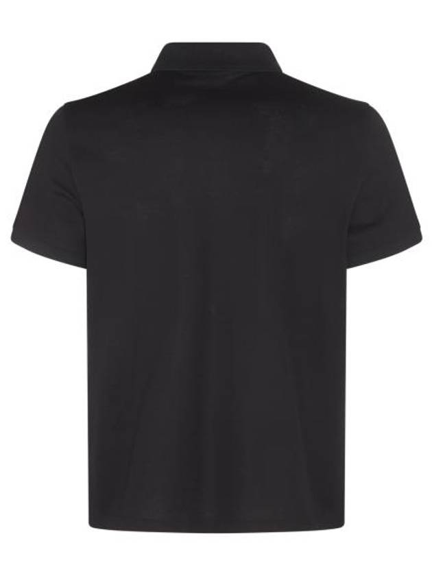 Men's Monogram Cotton Short Sleeve Polo Shirt Black - SAINT LAURENT - BALAAN 3